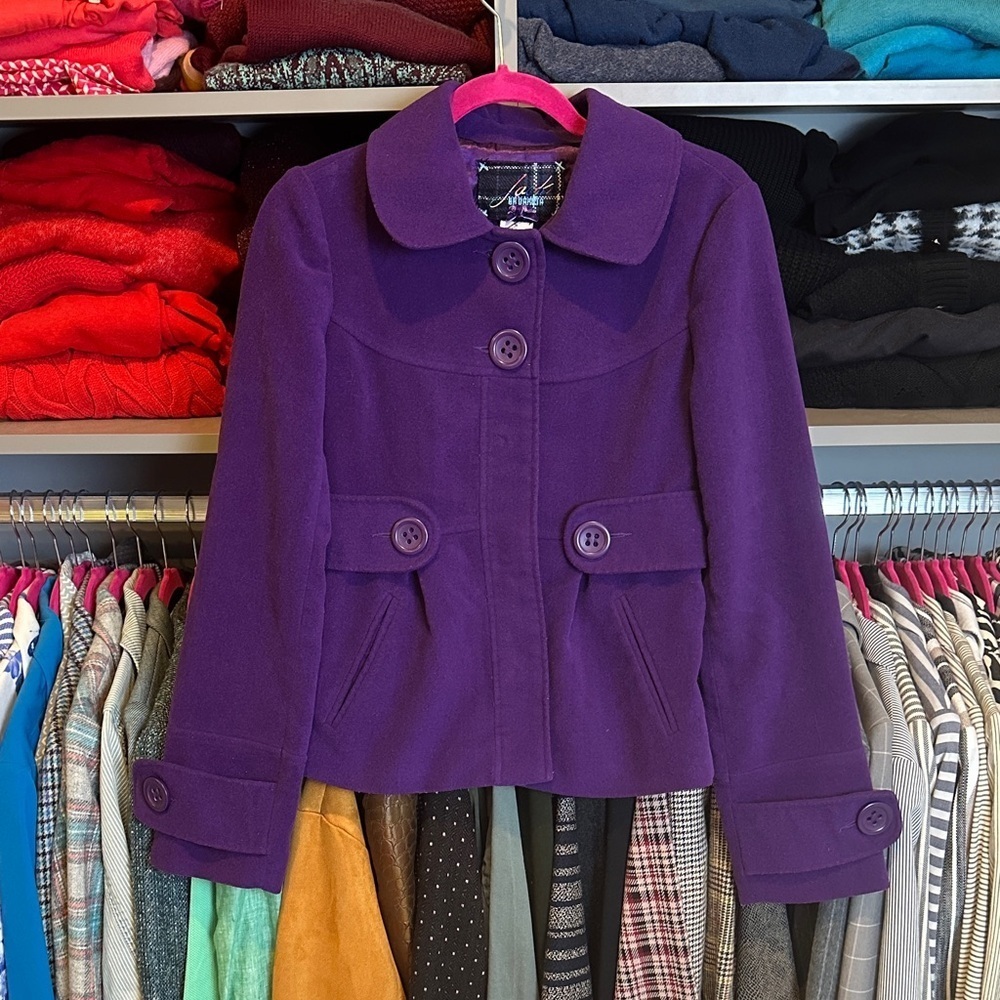 BB Dakota purple 2 pocket front button/snap closure jacket size S